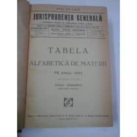 JURISPRUDENTA  GENERALA  -  1943 (publicatiune trilunara de jurisprudenta romana si straina)